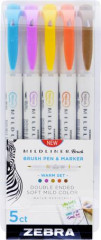 Fixky, sada, obojstrann, ZEBRA "Mildliner Warm", 5 farieb