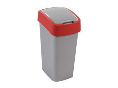 Odpadkov k s vklopnm vekom, na triedenie odpadu, plastov, 45 l, CURVER, erven/siv