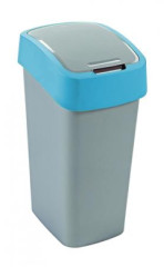 Odpadkov k s vklopnm vekom, na triedenie odpadu, plastov, 45 l, CURVER, modr/siv
