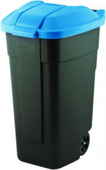 Odpadkov k, s kolieskami, plastov, 110 l, CURVER, modr/ierna
