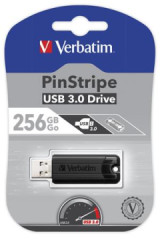 USB k, 256GB, USB 3.2, VERBATIM "Pinstripe", ierna