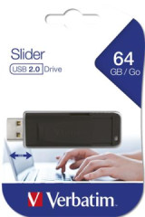 USB k, 64GB, USB 2.0, VERBATIM "Slider", ierny