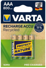 Nabjaten batria, AAA mikrotukov, recyklovan, 4x800 mAh, VARTA