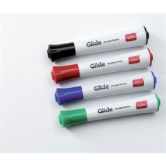 Popisovae na tabule a flipchartov bloky, 3 mm, kueov hrot, NOBO "Glide", 4 rzne farby