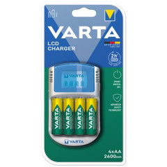 Nabjaka batri, AA tukov batrie/AAA mikrotukov batrie, 4x2600 mAh AA, displej, 12V USB, VARTA