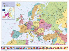 Nstenn mapa, 70x100cm, kovov lita, Eurpske krajiny a Eurpska nia, STIEFEL- vrobok v MJ