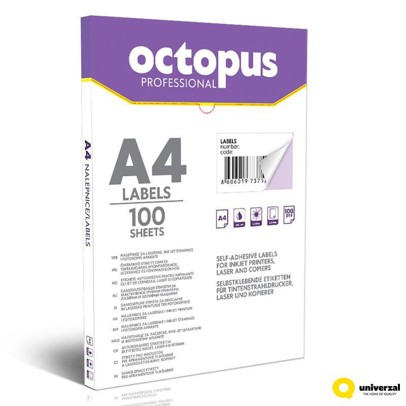 Etikety samolepiace OCTOPUS 70x42,3mm /100 hárkov - 21ks na hárku
