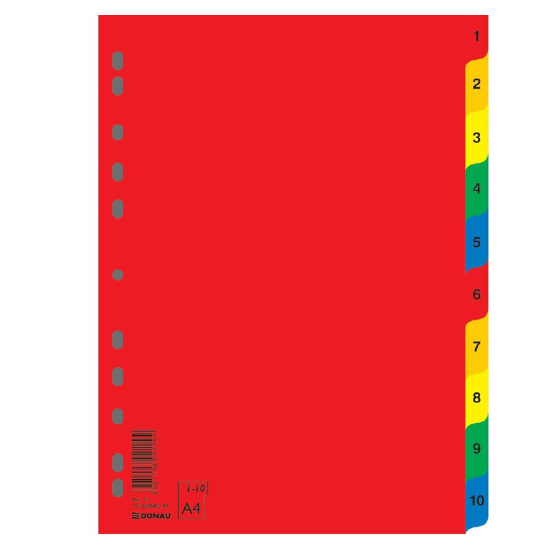Rozradovač plastový DONAU A4 1-10 farebný