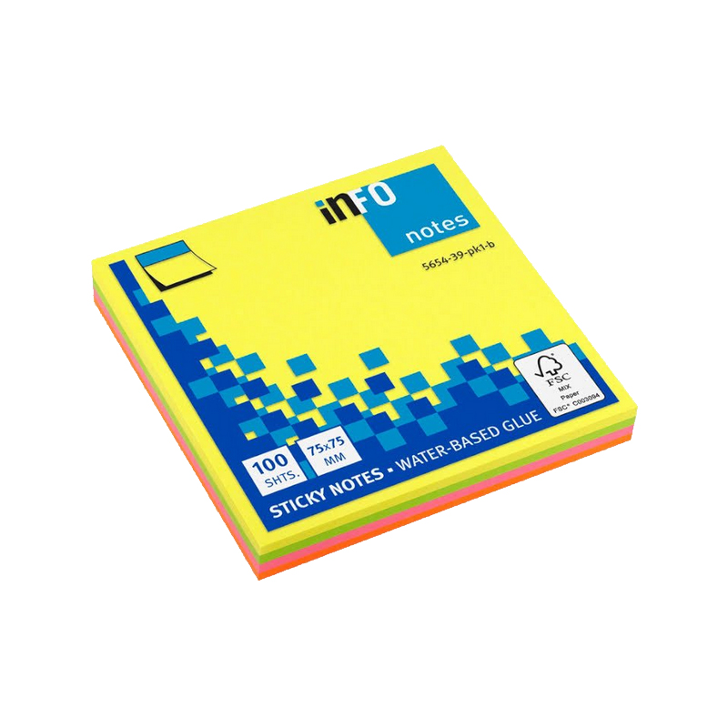 Bločky samolepiace GN 75x75 neon 100l