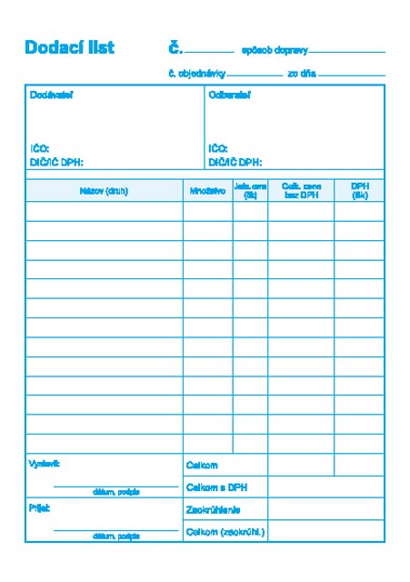 Dodací list A5 s DPH samoprepis