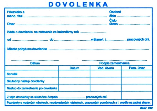 Dovolenka A6 100listov