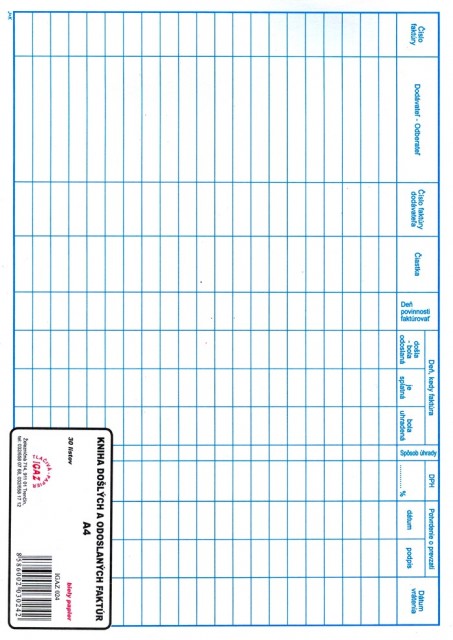 Kniha došlých a odoslaných faktúr A4 30 listov