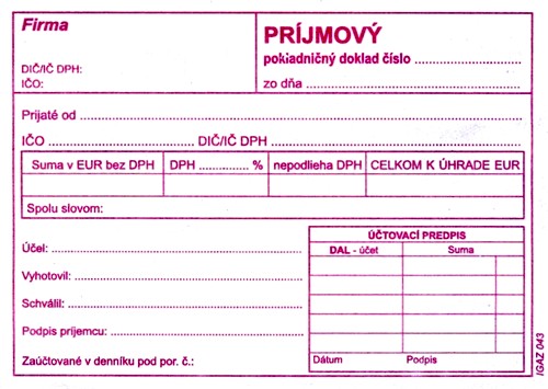 Príjmový pokladničný doklad A6 samoprepis blok
