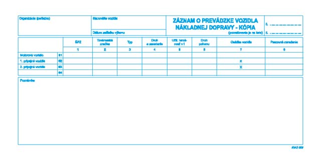 Záznam o prevádzke nákladného vozidla kópia