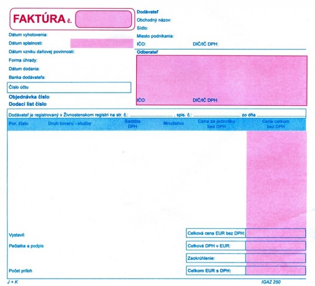 Faktúra 21x20 dvojfarebná 100 listov
