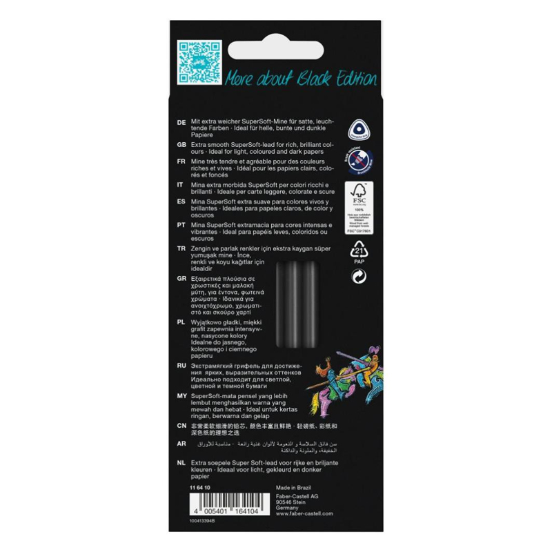 Pastelky Faber Castell Black Edition/12 pastel+neon