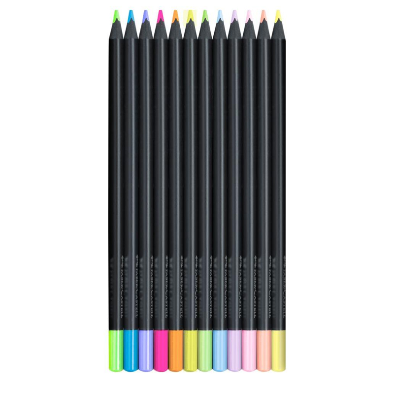 Pastelky Faber Castell Black Edition/12 pastel+neon