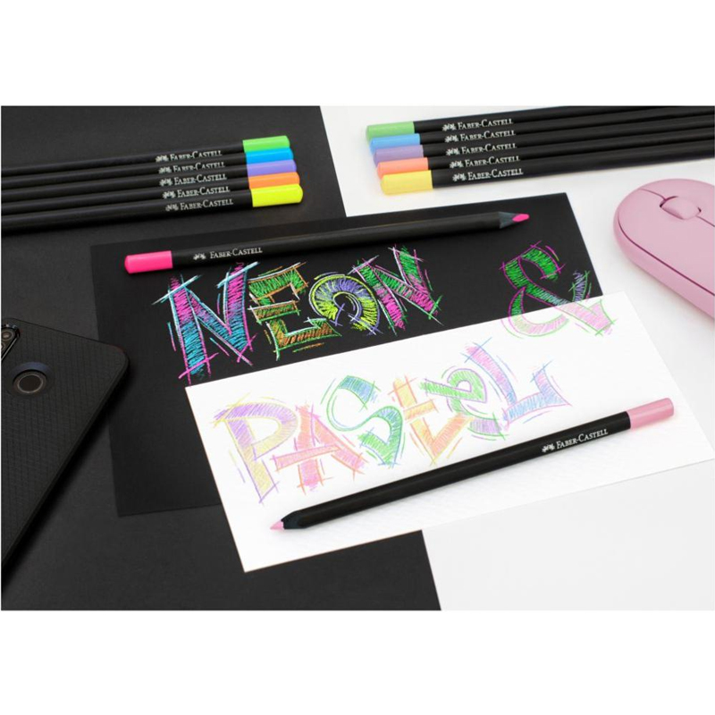 Pastelky Faber Castell Black Edition/12 pastel+neon
