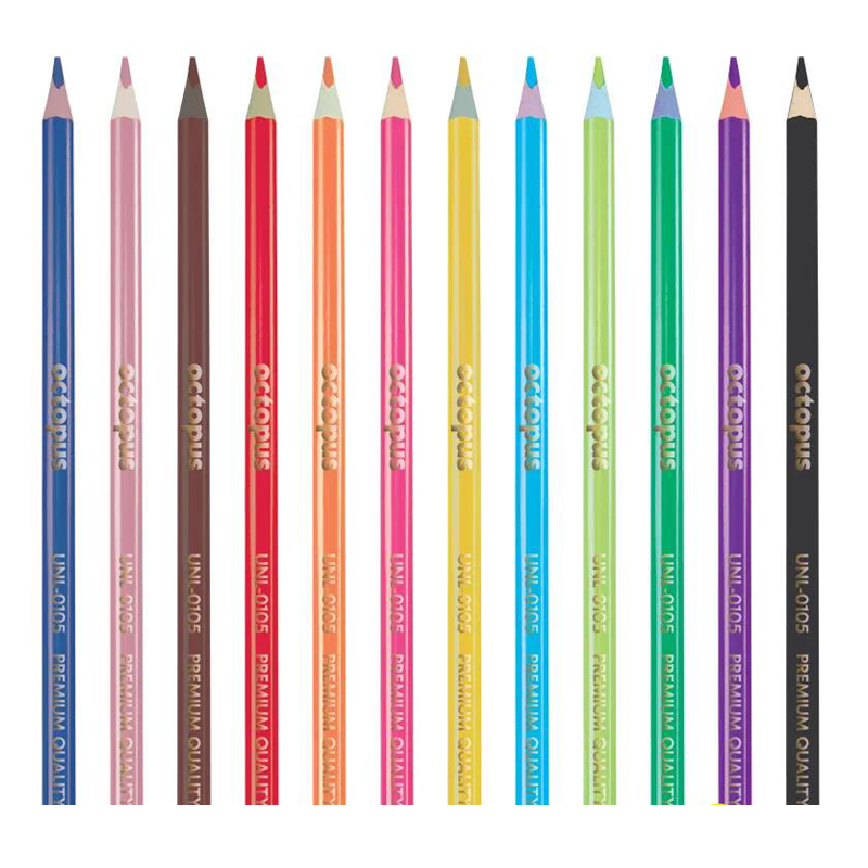 Pastelky trojhranné+strúhadlo OCTOPUS/12