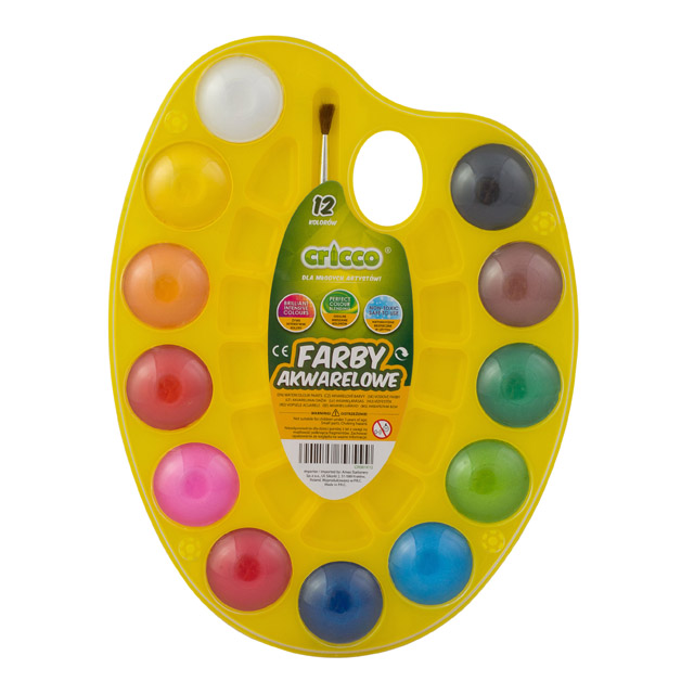 Vodové farby Cricco 12 farieb