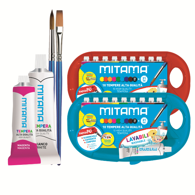 Temperové farby MITAMA /10ks + 2x štetec