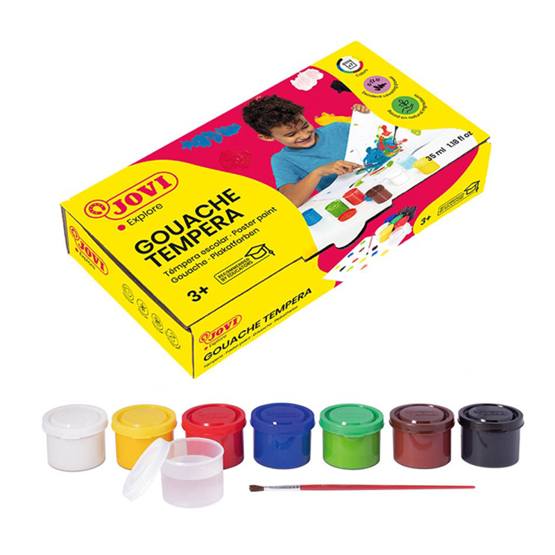 Temperové farby JOVI 7x35ml v kelímku+štetec