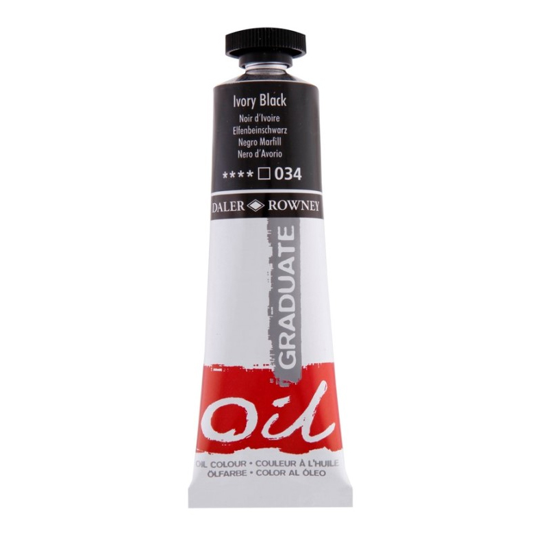 Olejová farba D&R Graduate 38ml, Ivory Black 034