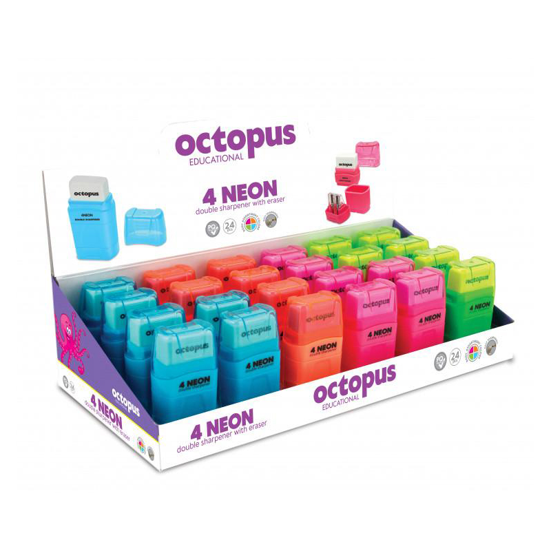 Strúhadlo + guma OCTOPUS 4 NEON so zásobníkom