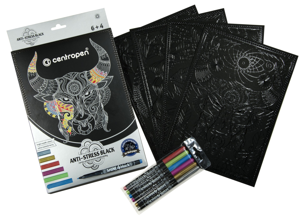 Vymaľovánka CENTROPEN set antistress 9390/10+2590/4+6