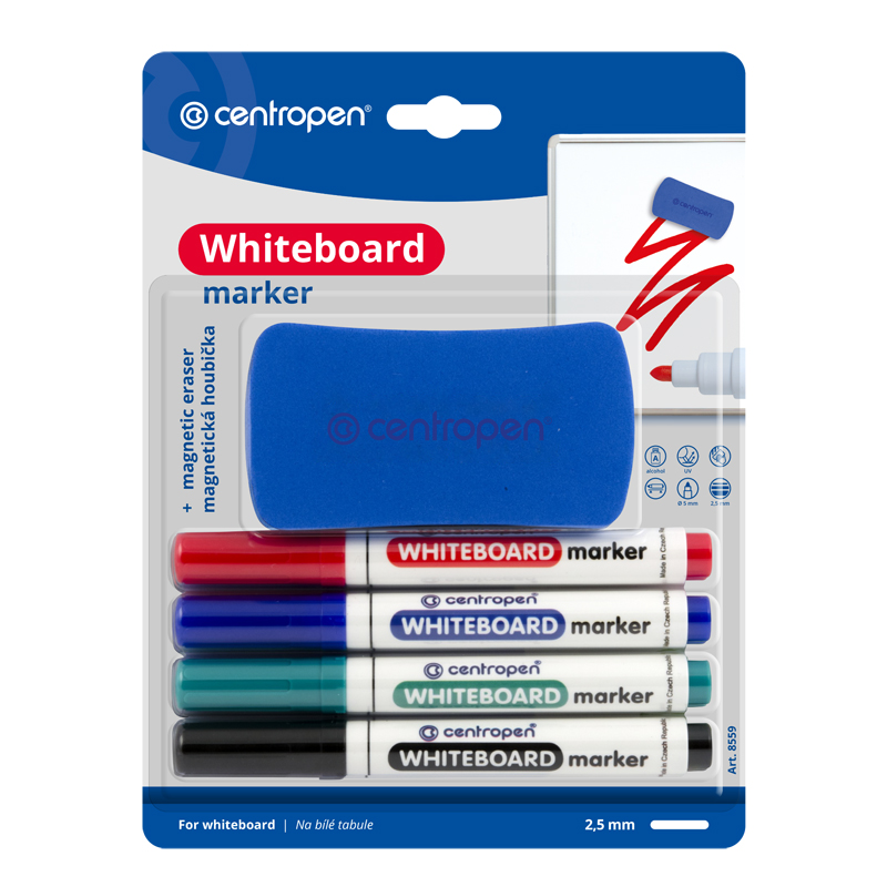 Popisovač na biele tabule Centropen 8559/4 + hubka