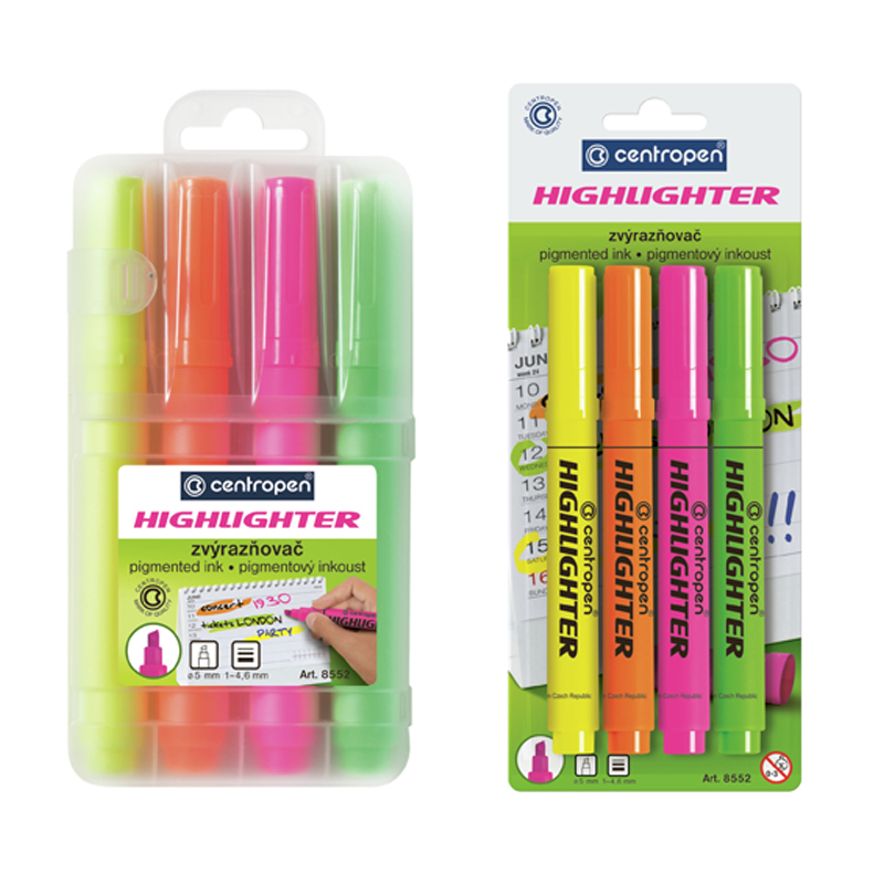 Zvýrazňovač Centropen 8552/4 sada