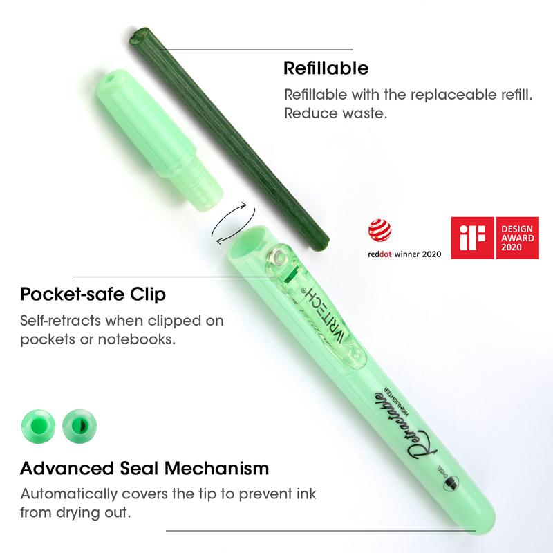 Zvýrazňovač WRITECH CLICK fluo zelený