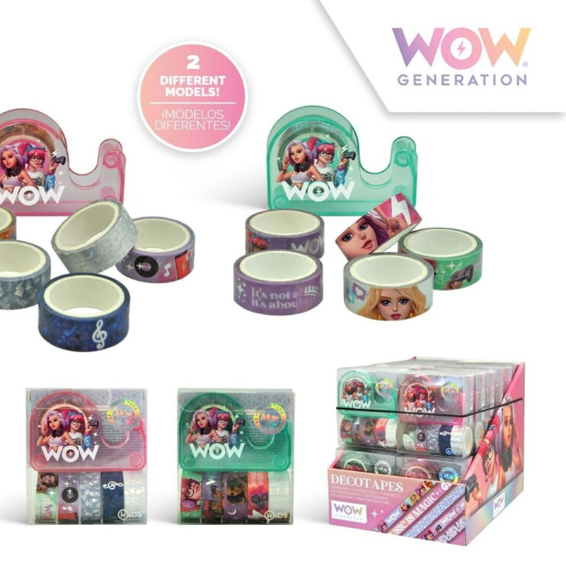 Lepiace pásky WOW farebné 5ks s dispenzorom