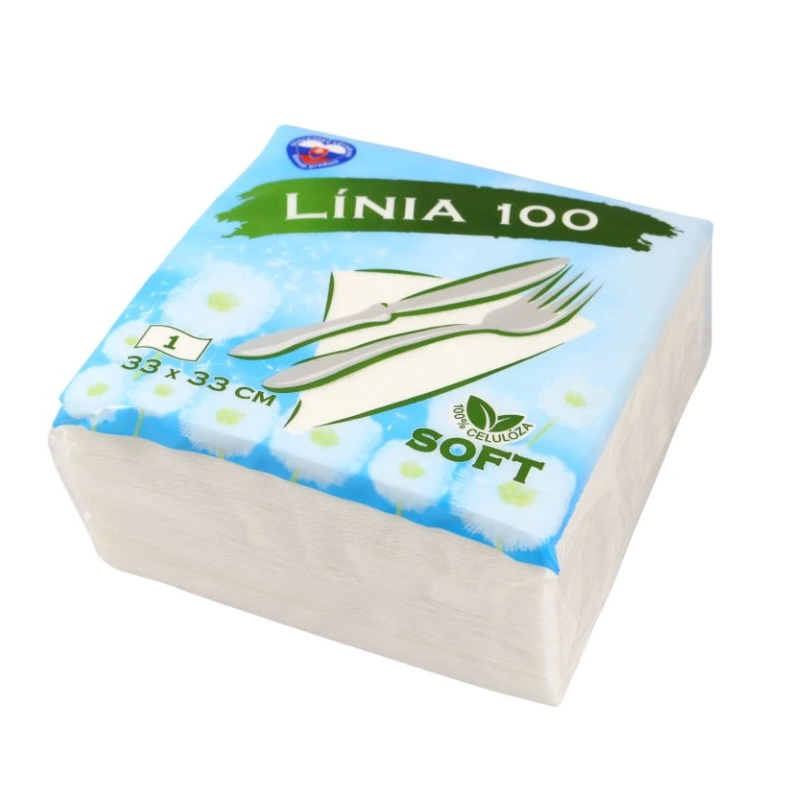 Papierové obrúsky 1vrstvové 33x33 LÍNIA 100 biele