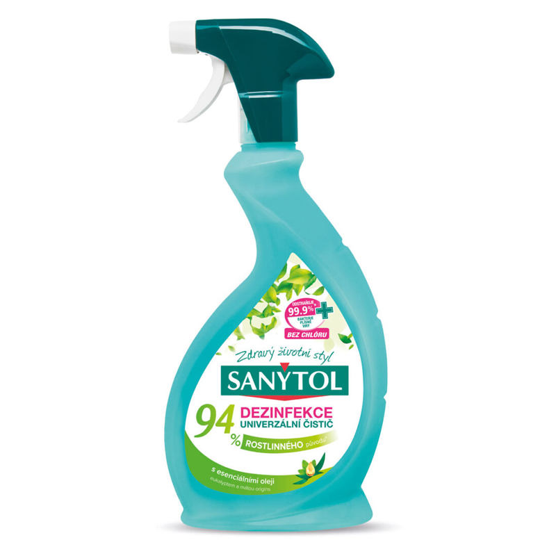 SANYTOL univerzálna dezinfekcia bez chlórová 500ml 94% rastlinného pôvodu