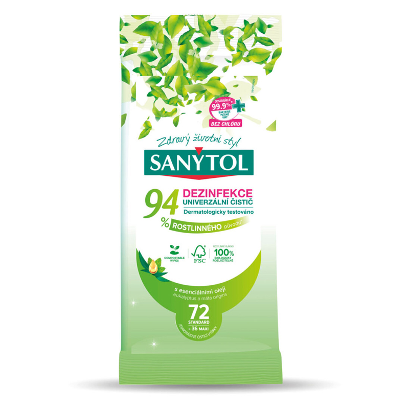 SANYTOL dezinfekčné utierky/36ks 94% rastlinného pôvodu