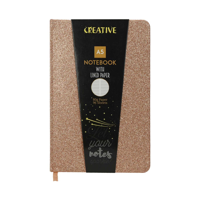 Zápisník A5 linkovaný 96l glitter 14x21cm mix farieb