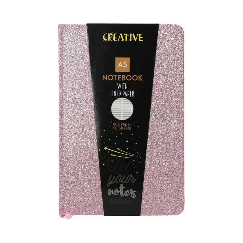 Zápisník A5 linkovaný 96l glitter 14x21cm mix farieb