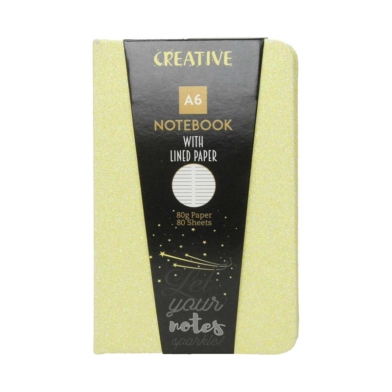 Zápisník A6 linkovaný 80l glitter 9x14cm mix farieb