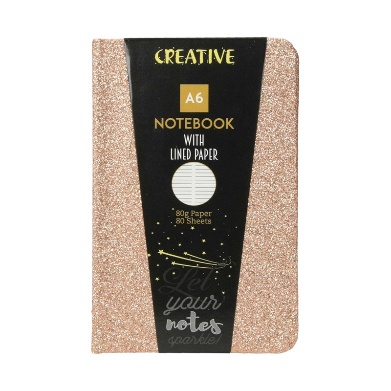 Zápisník A6 linkovaný 80l glitter 9x14cm mix farieb