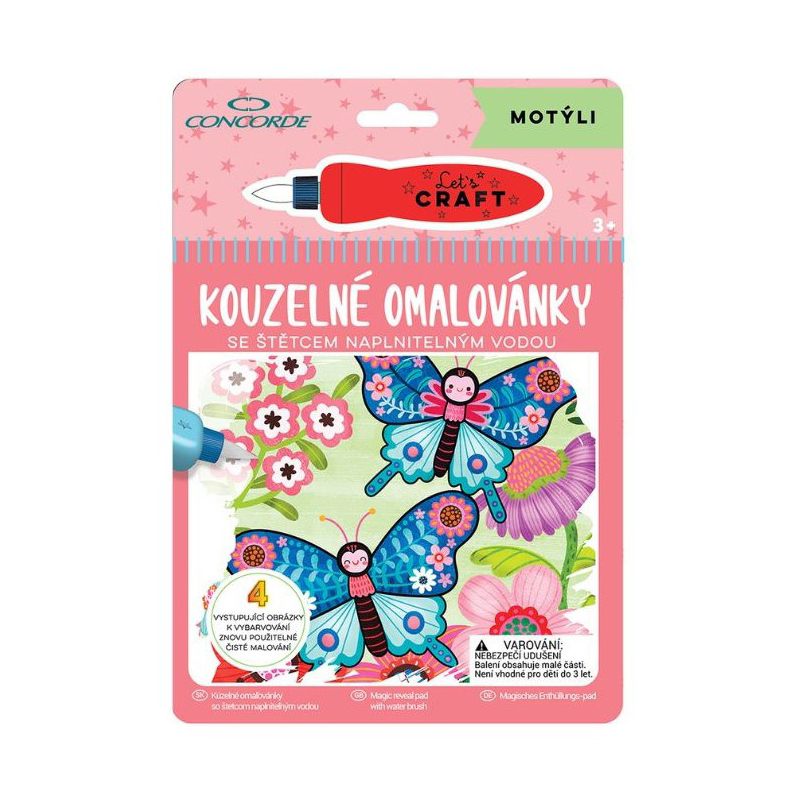 Vymaľovánky vodové Motýle