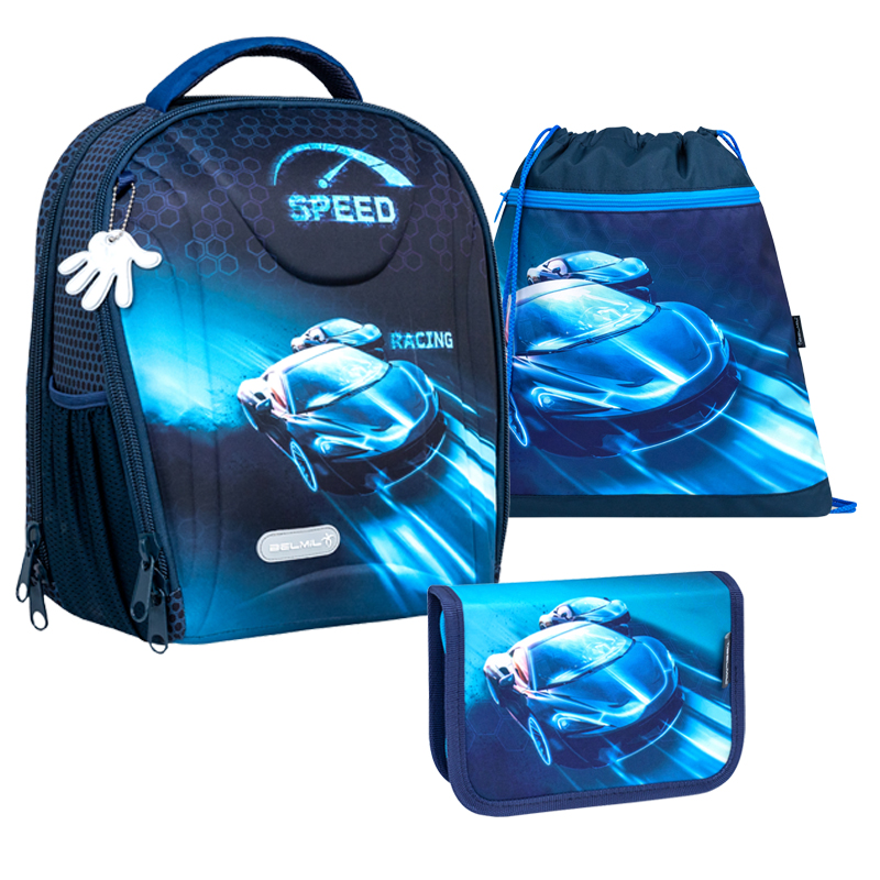 Školský set BELMIL Sturdy Racing Blue Neon