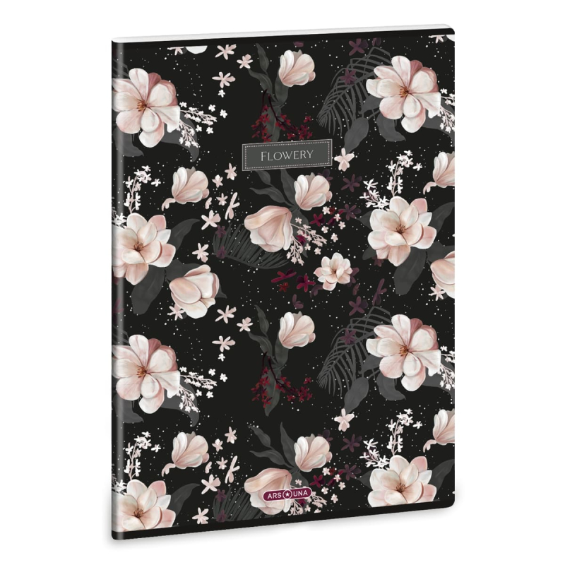 Zošit A4 40 listový Flowery Black ARS UNA