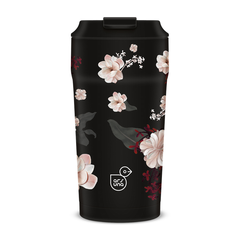 Termohrnček 470ml Flowery black ARS UNA