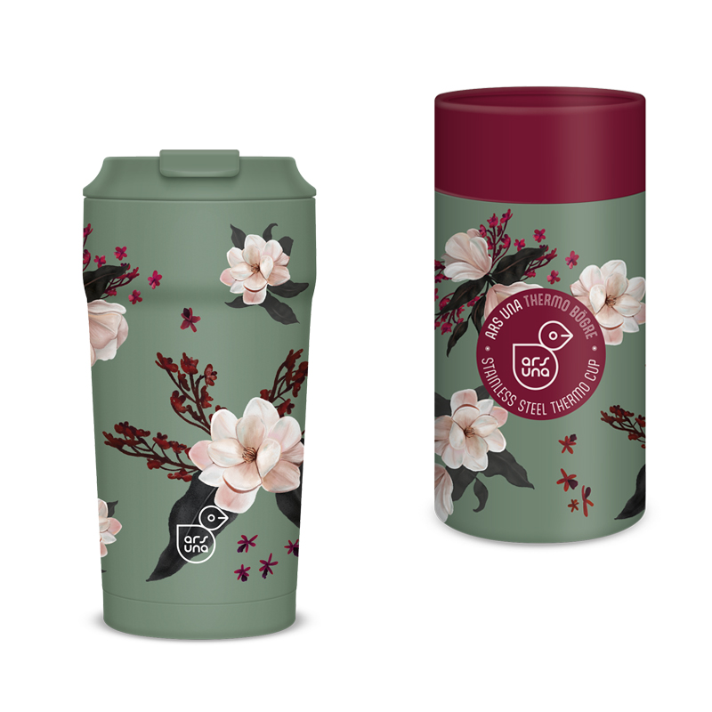 Termohrnček 470ml Flowery green ARS UNA