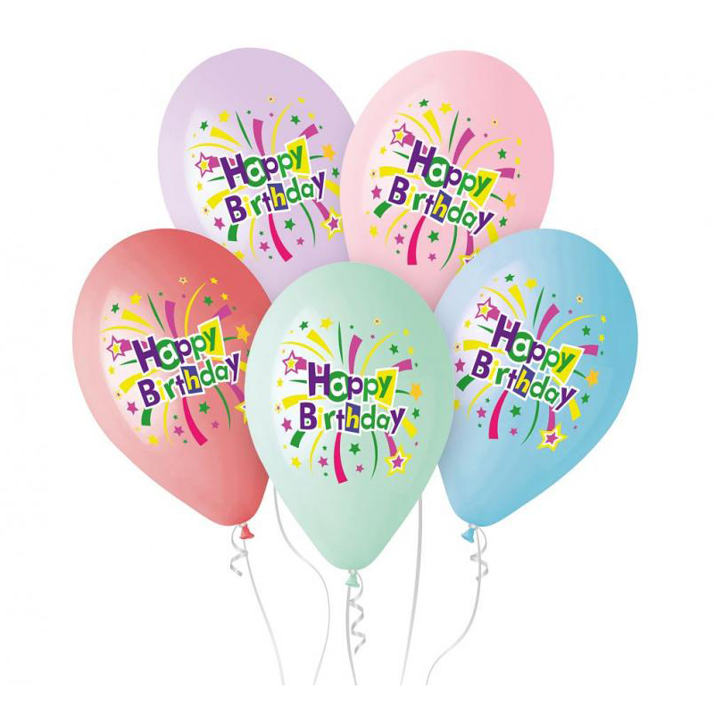 Párty balón Happy Birthday/5ks GS120/751