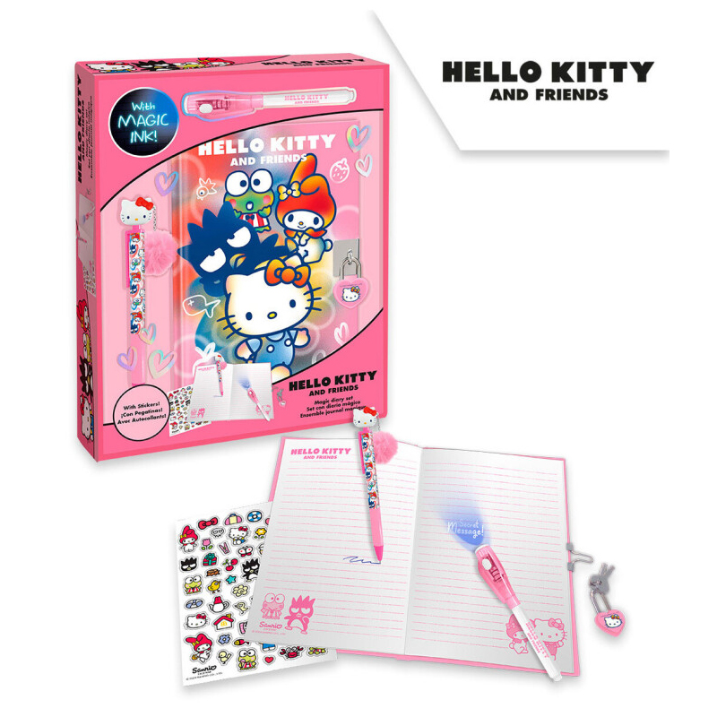 Zápisník so zámkom a samolepkami s magickým perom Hello Kitty