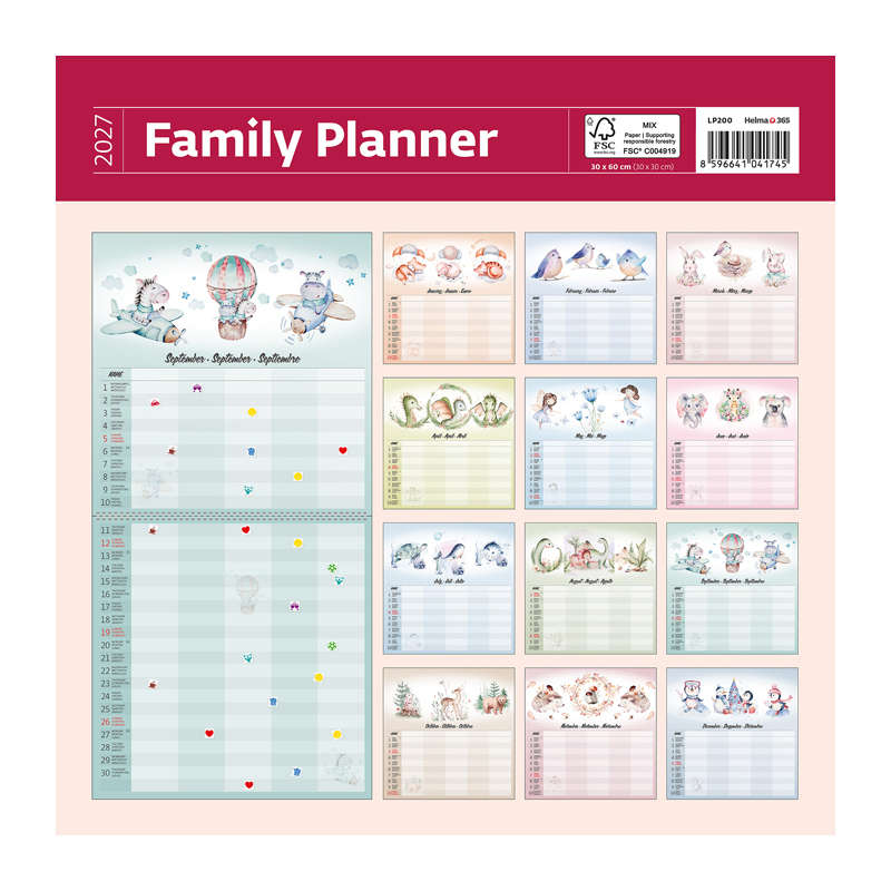 Nástenný kalendár Family planner 2027