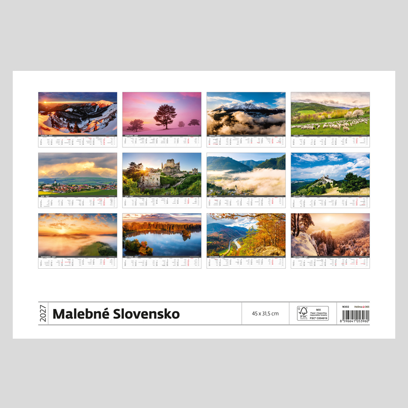 Nástenný kalendár Malebné Slovensko 2027