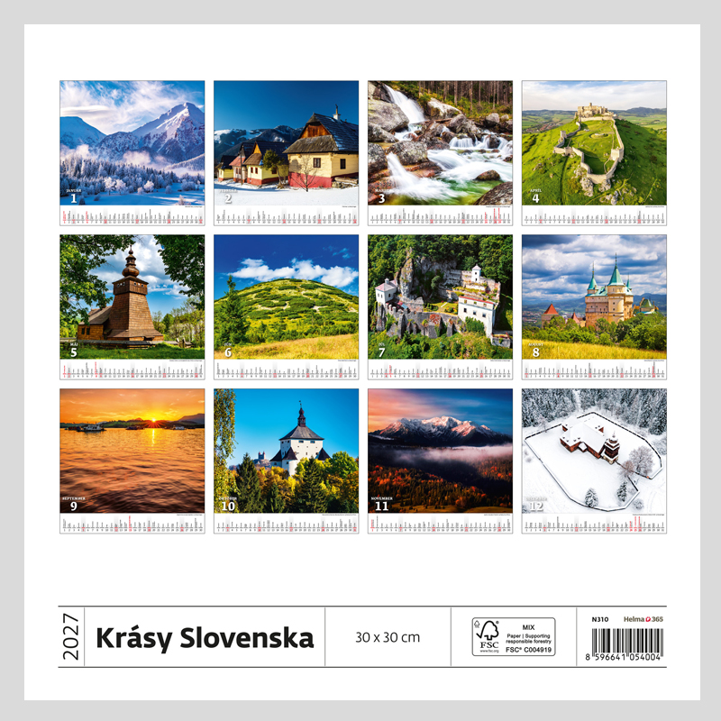 Nástenný kalendár Krásy Slovenska 2027